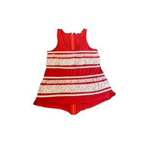 Anthropologie Kimchi Blue Medium Red Tank Top White Lace Sleeveless Shirt Boho